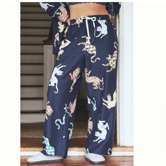 NWT Anthropologie Cecilia Pettersson Flannel Animal Print Pajama Pants Bottoms L - Picture 10 of 13